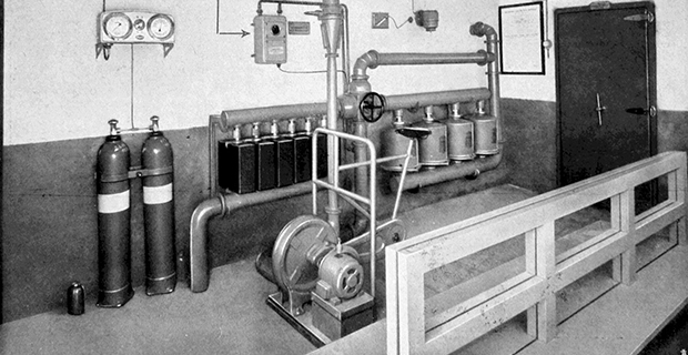 Modello di un “Elettroventilatore a quattro pedaliere” della Società Anonima Bergomi di Milano. © Dalmine Spa – Archivio Fondazione Dalmine