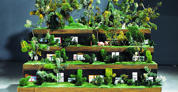 Il modellino della "Terrace House" di Hunderwasser
