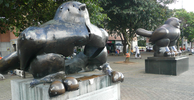 Le due colombe di Botero in Plaza San Antonio, Medellin.
