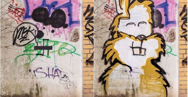 A Berlino svastiche e simboli nazi nascosti con le opere di street art di Paint Back