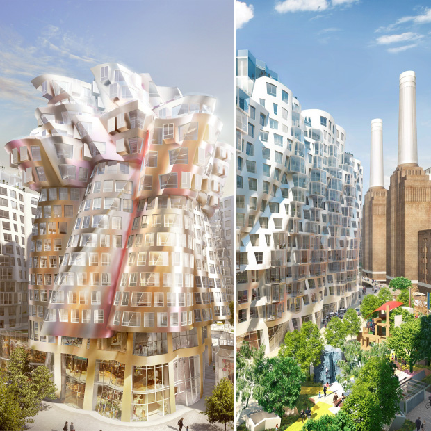 Due progetti di Ghery per il quartiere della Battersea Power Station a Londra.