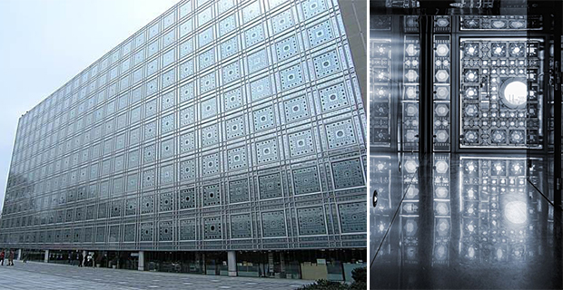La facciata dinamica dell'istituto del mondo arabo a Parigi, di Jean Nouvel