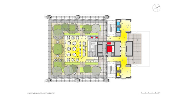  Pianta Piano 35°, Ristorante nel grattacielo Intesa Sanpaolo, © RPBW.