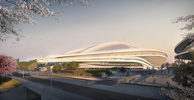  New National Stadium, Tokyo, Render di progetto © Zaha Hadid Architects