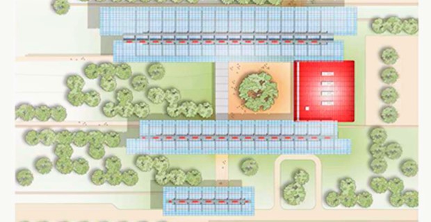 Pianta dei tetti del centro chirurgico pediatrico per Emergency di Renzo Piano