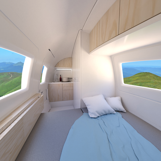 Gli interni dell'Ecocapsula mobile