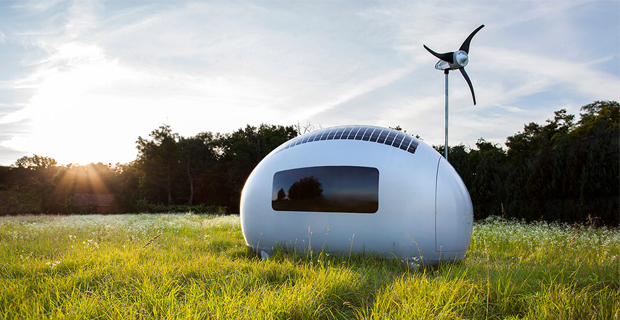 L’esterno della mini casa mobile Ecocapsula 