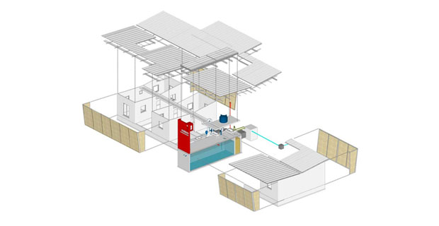 L'eco-maison dell'eco-villaggio H2OS è un prototipo sostenibile ed efficiente