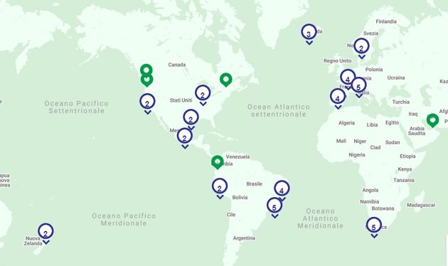 La mappa dei siti Reinventing Cities