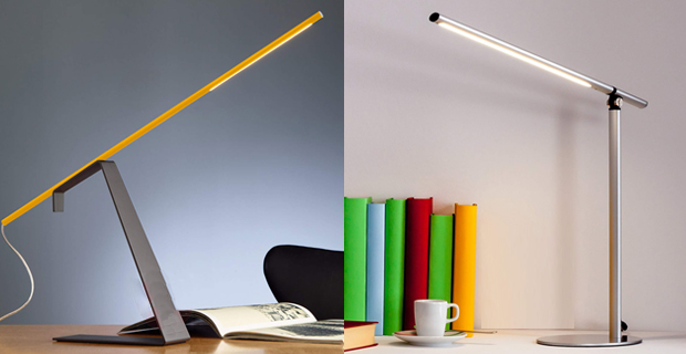 caption: Jella: Lampada LED da scrivania della designer Lena Schlumbohm, ha vinto il premio "interior innovation award" nel 2014. Intensità della luce regolabile con la tecnologia “touchdimmer”.  Kolja: Lampada LED da scrivania dalle linee essenziali e pulite, costituita solo da due barre d’alluminio che possono essere ripiegate su se stesse quando la lampada non è in uso per risparmiare spazio.  