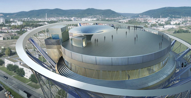  Vista della piattaforma panoramica di copertura. Dal sito IBA Heidelberg.