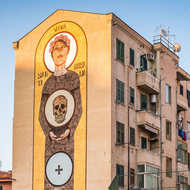  Il murales di Santa Rosalia di Igor Scalisi Palminteri a Ballarò