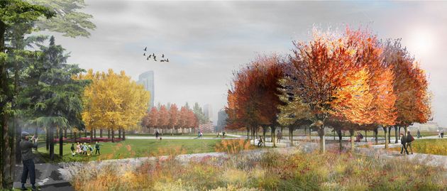 Un rendering dei giardini di Porta Nuova