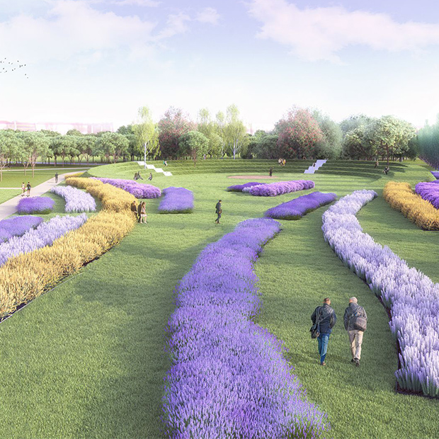 Il giardino del Credit Agricole di Parma.