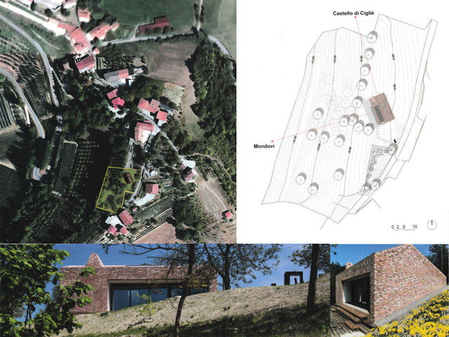 Il contesto paesaggistico della casa in mattoni nelle Langhe piemontesi