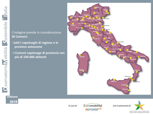 La mobilità sostenibile in 50 città d'Italia