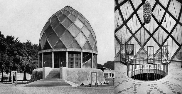 caption: Il padiglione di vetro per l’esposizione Werkbund di Colonia del 1914 di Taut.