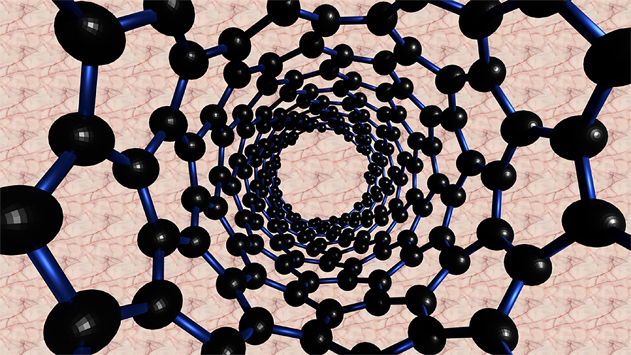 caption: Rappresentazione dei nano tubi in carbonio.