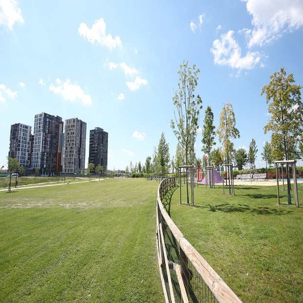 Il parco del quartiere a impatto zero UpTown a Milano.