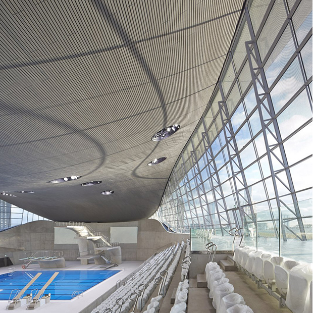 Le tribune dell'Aquatics Centre di Londra.