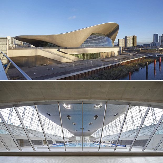 Il volume esterno dell'Aquatics Centre di Londra.