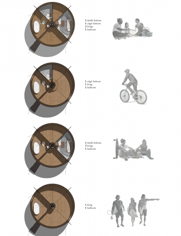  Le possibili configurazioni della tiny house Casa Ojala.