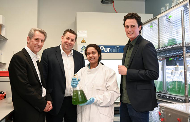 Il team di Arborea che ha inventato le BioSolar Leaves in laboratorio.
