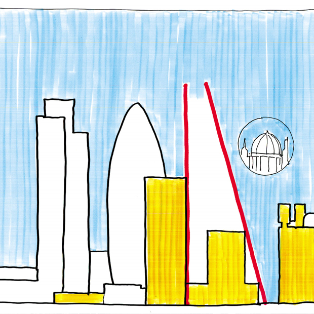  Rappresentazione schematica del profilo del Leadenhall Building di Richard Rogers.