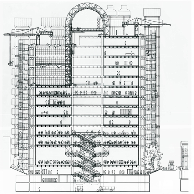  Sezione sull’Underwriting Room del Lloyd’s Building.