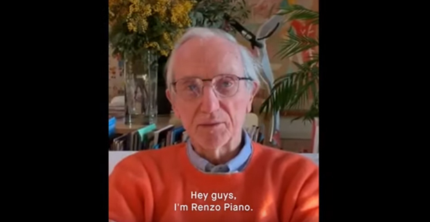 Video messaggio di Renzo Piano durante isolamento