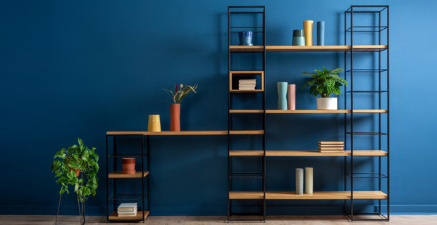 Libreria moderna in legno per il soggiorno