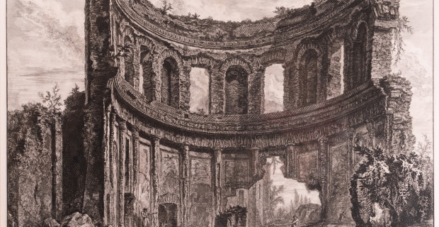 Rovine del Tempio detto di Apollo nella Villa Adriana vicino a Tivoli. Incisione pubblicata da Giovanni-Battista Piranesi nel 1768.