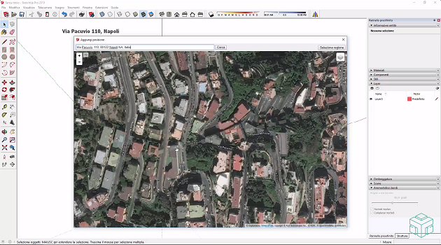 Inserimento modello SketchUp in posizione geografica reale e visualizzazione da satellite