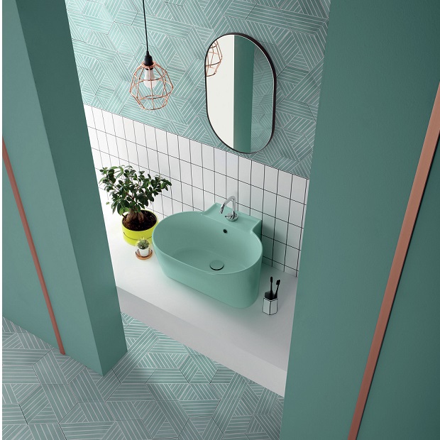 caption:Lavabo verde acqua. Acquarella di Colavene