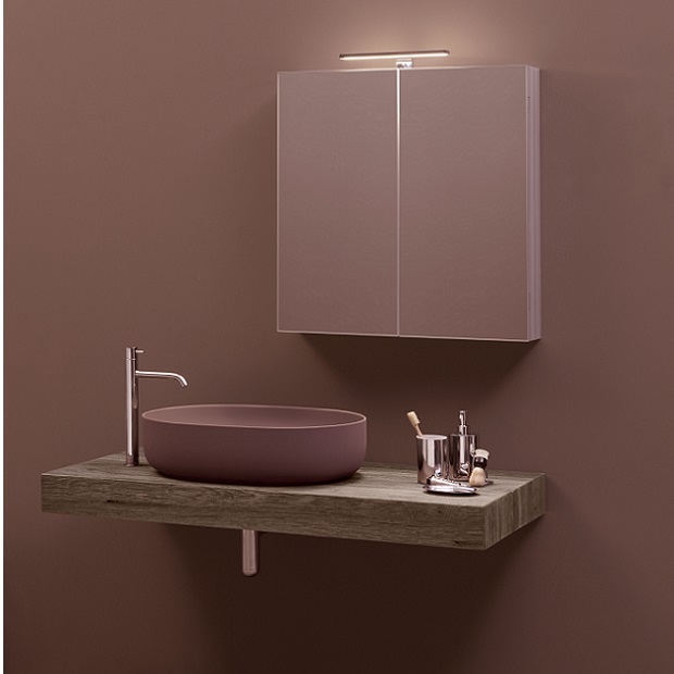 caption:Lavabo colorato da appoggio con finitura opaca borgngna. NoLIta di Kerasan