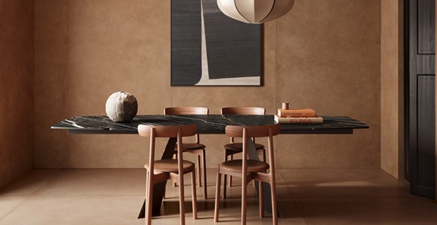 Tavolo Convivialis Endless con top in gres porcellanato