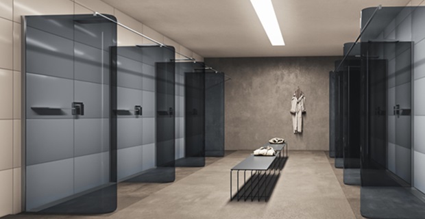 Esempio di installazione di Bobox nella zona docce di una palestra. 